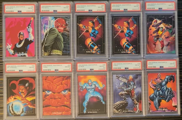 1992 Marvel Masterpieces PSA 8 And PSA 8.5 Lot of 10