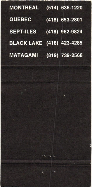 Montreal Quebec Matagami Canada Blackwood Hodge Vintage Matchbook Cover 2