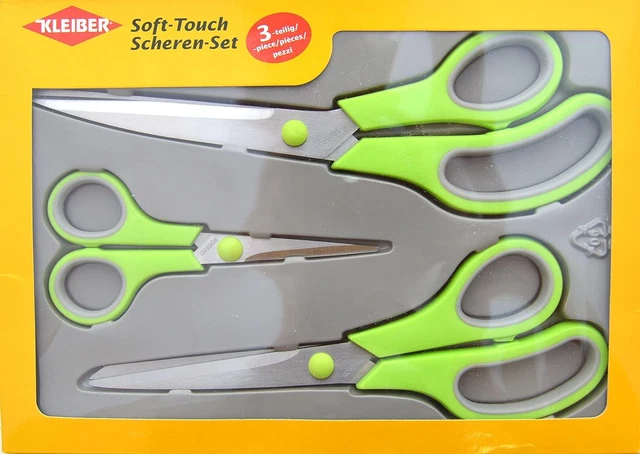 Juego de tijeras Soft Touch - 3 piezas - verde, 27 X 19 X 2 cm