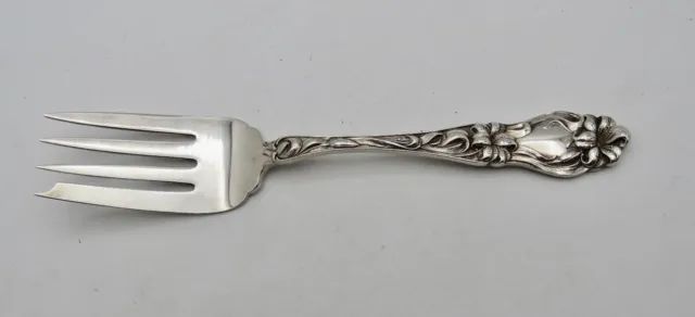 Lily  Floral by Frank Whiting Sterling Silver Cold Meat Fork  7 1/8"