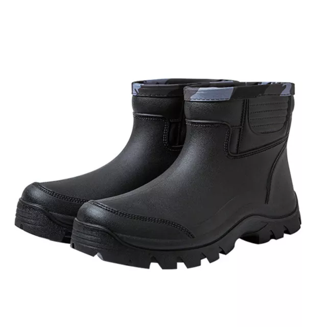 Men's Versatile Ankle Short Rain Boots Waterproof Rubber Non-Slip Flats Shoes