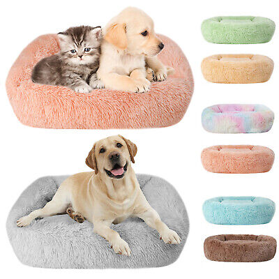 Fluffy Pet Dog Cat Calming Bed Non-slip Soft Plush Pet Sleeping Kennel Nest