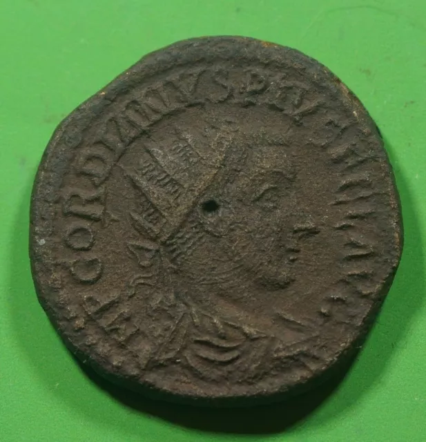Roman Provincial ae24 Bronze Coin Gordian III VEXILLA & LION & BULL Viminacium 2
