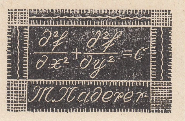 Exlibris Bookplate Gravure sur Bois Adolf Art 1882-1937 Mathematik Équation De