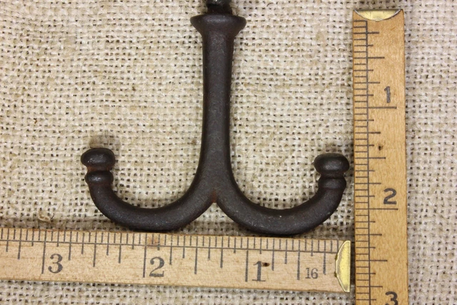 2 Old Coat Hooks Under Shelf Mug Hangers Farmhouse Vintage 1880’s Rustic 2 5/8" 4