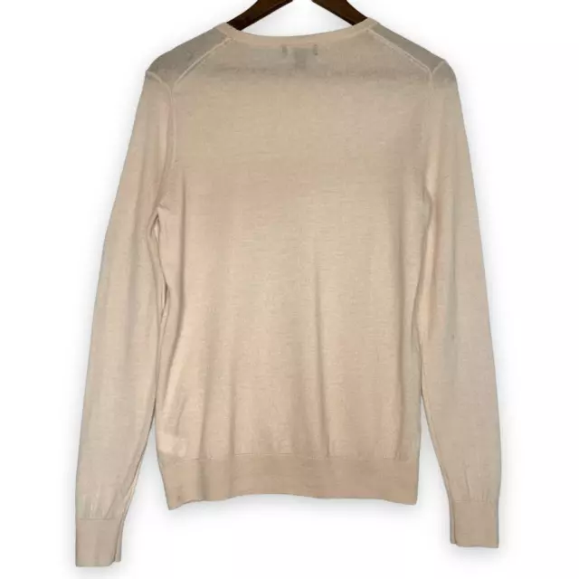 Lord & Taylor Pink Cream Crew Neck Extra Fine Merino Wool Pullover Sweater Large 2