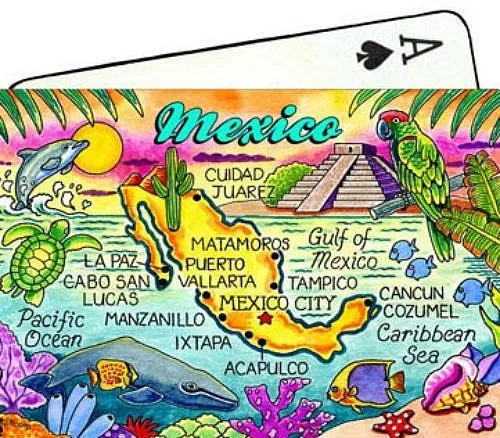 Mexico Map Collectible Souvenir Playing Cards