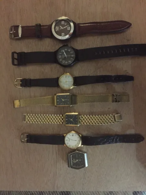 Joblot of 7 x Mens Quartz Watches Seiko-Citizen-Swatch-etc Spares or Repairs