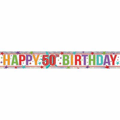 Lamina Olografica Party Banner-Felice 4th Compleanno Multicolore 