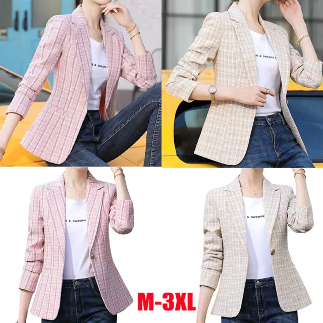 Women's Slim Blazer Formal OL Work Jacket Long Sleeve Outwear Suit Coat Tops AU