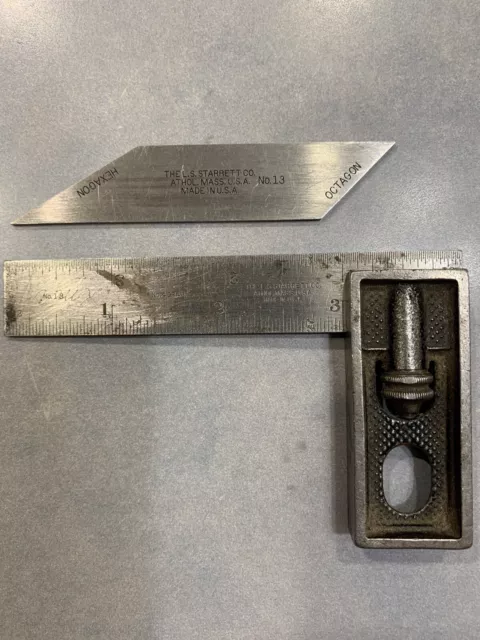 Starrett No. 13 Machinists Square With 4” & No. 13 Angled Blade 4R Graduation