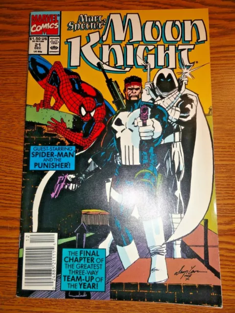 Marc Spector Moon Knight #21 Newsstand Key Spider-man Punisher 1st Print Marvel