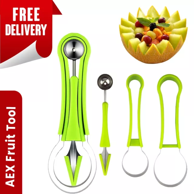 4 in 1 Stainless Steel Melon Baller Scoop Set Fruit Carving Tool Scooper Remover