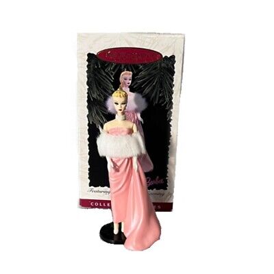 Vtg 1996 NIB Hallmark Barbie Keepsake Enchanted Evening Ornament Pink Dress 4" H