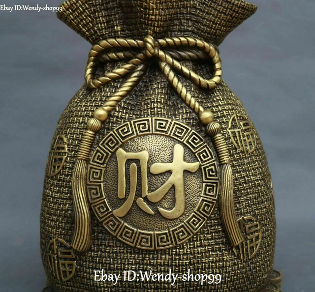 China Bronze Coin Money Wealth Storage tank Pot Kettle canister Jar Statue 3
