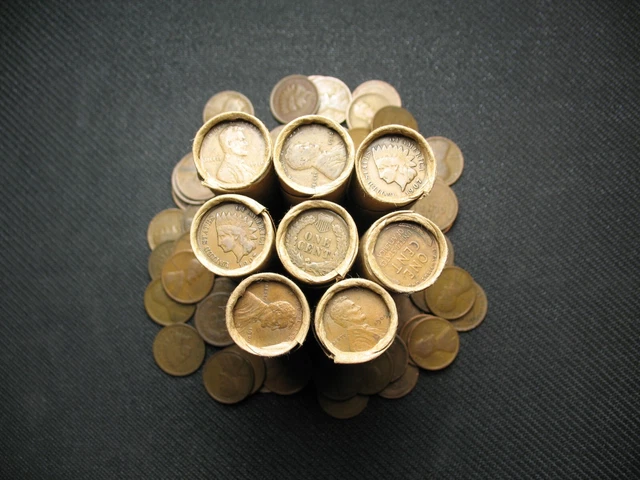 One Shotgun Roll (50) Indian Head Cent & Teen Wheat Penny 1858-1919 Old Coin Lot 3