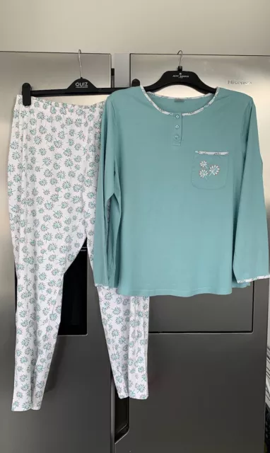 Damart Ladies Cotton Pyjama Set Lounge Wear Size 18 Plus