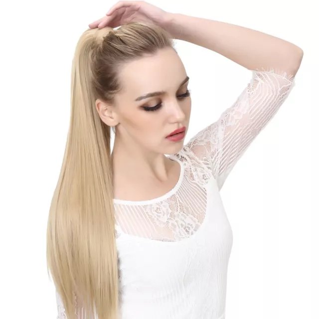 Coda Di Cavallo Clip in Hair Extension Capelli Lisci Ponytail 60cm