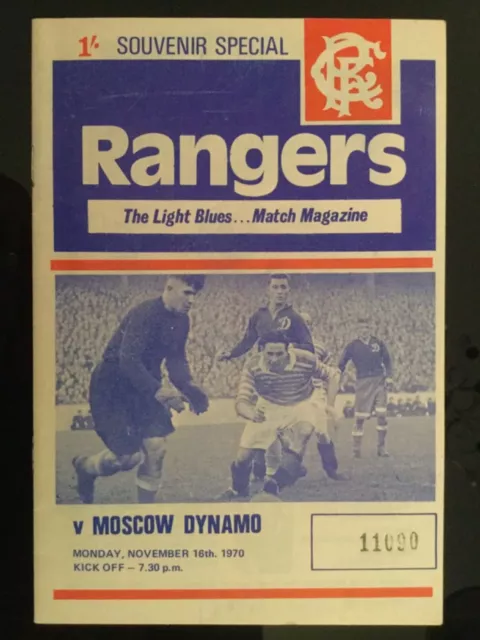 Rangers v Moscow Dynamo Friendly Programme November 1970