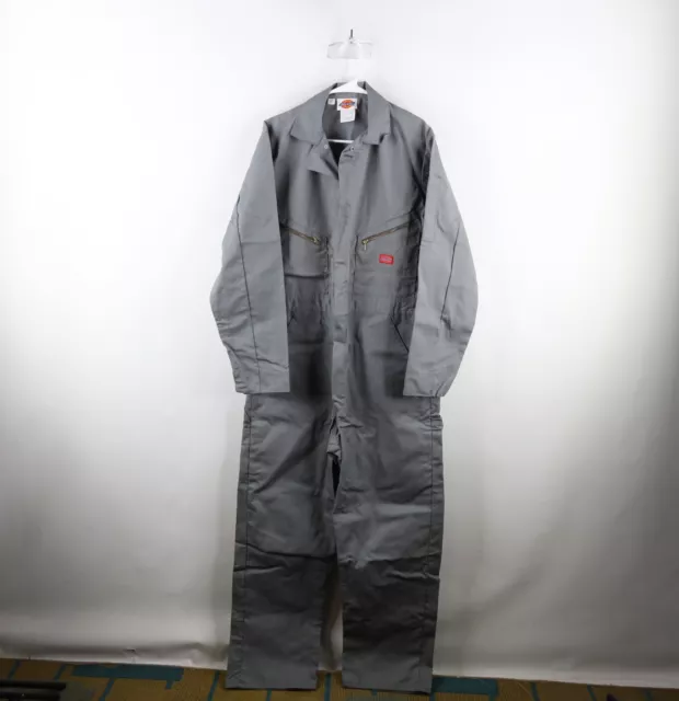 Deadstock Vtg 70s Dickies Mens 42 Tall Spell Out Mechanic Work Coveralls Gray