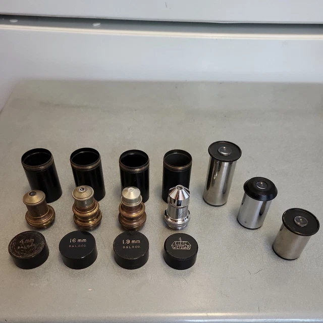 Antique Microscope Objective Lens Bausch and Lomb E. Leitz Wetzlar Medical Equip