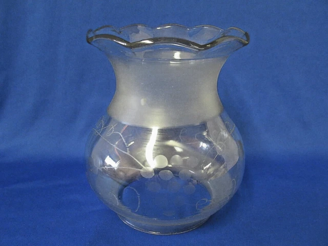 Antique Etched Astral Solar Oil Lamp Shade