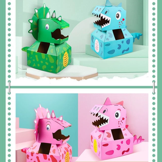 Handmade Cardboard Box Dinosaur Toy Paper  Cartoon Toys   3-6 Year Kids