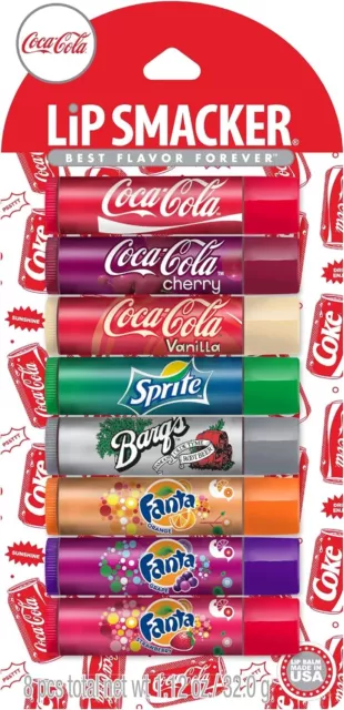 Coca-Cola Flavored Lip Balm, 8 Count, Flavors Coke, Cherry Coke, Vanilla Coke