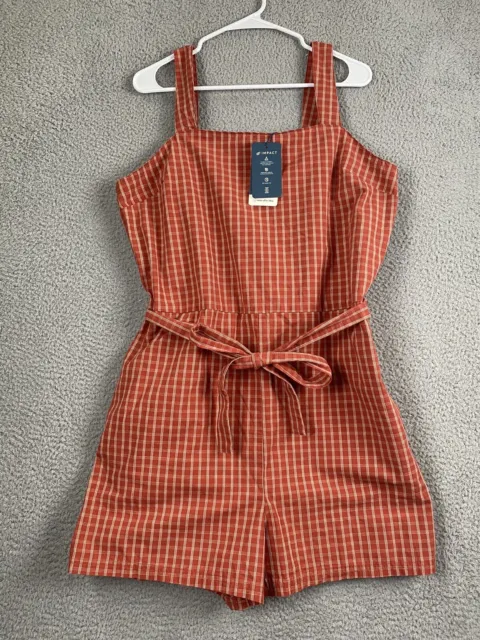 United By Blue Romper Womens XL Red Sleeveless Gingham Organic Cotton