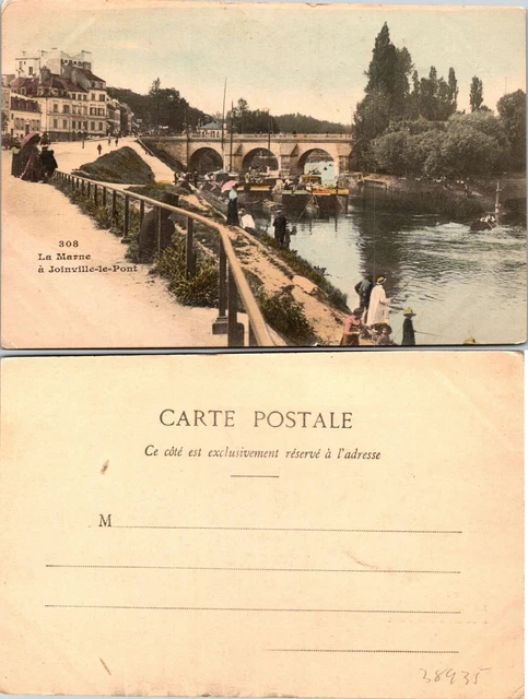 Le Marne France Joinville Le Point River Fishing Postcard Unused (38935)