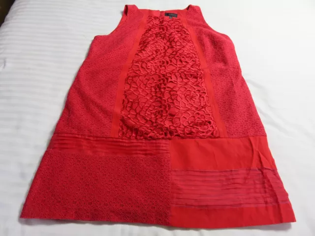 Coast Gorgeous Red Broderie Anglaise & Lace Silk Texture Blend Shift Dress Uk 18