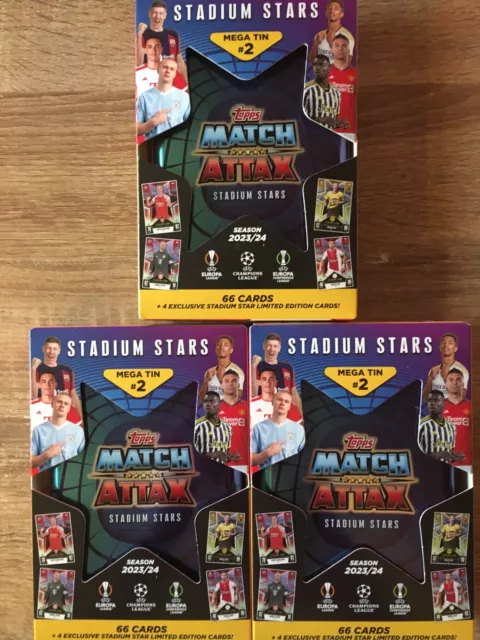 Topps Match Attax 2023/24 - Tre nuovissime/sigillate in fabbrica #2 mega lattine posta gratuita