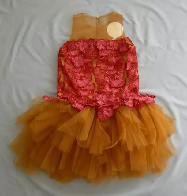 Nwt Mischka Aoki Girls "Who's The Queen" Burnt Orange Red Dress Sz 10 Us$987.00