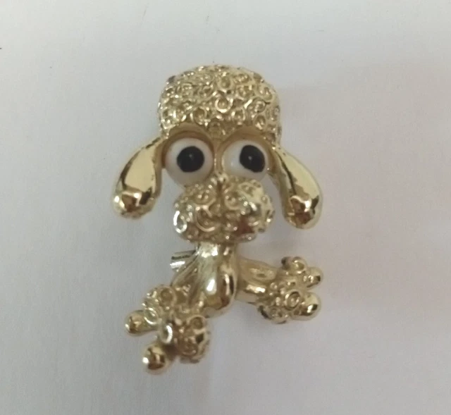 Unique Vintage Goldtone GERRY'S Dog Poodle Pin Broach Signed