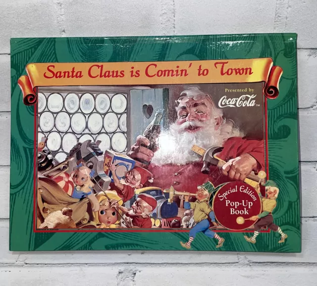 Vtg 1996 Christmas Coca Cola Santa Pop Up Book "Santa Claus is Coming to Town"
