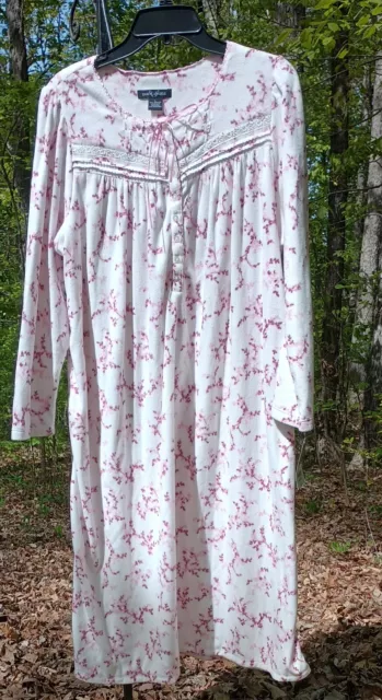 Earth Angels Ballet Nightgown Large Long Sleeve Fleece Pink Leaf Floral NEW NWT