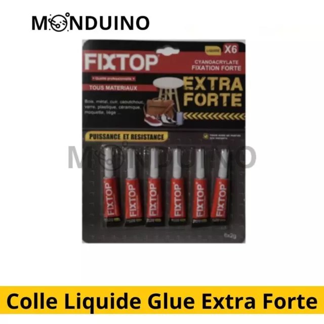Lot 6 Colle Liquide Glue ExtraForte Caoutchouc Cuir Métal Verre Plastique 6x2g