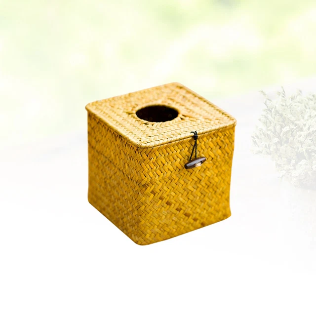 Boîte à Mouchoirs Elliptique En Bambou - Design Simple Avec Couvercle Levant - Pour Bureau, Voiture, Cuisine - Noir - 21,3x11,2x6 Cm - 11