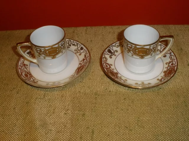 2 Demitasse Pattern Christmas Ball Collection Cup/Saucer Noritake Handpainted#42