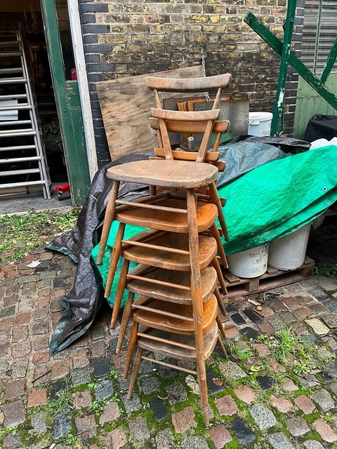 Vintage Ercol Childs Stacking School Chair Red Dot Model Elm & Beech