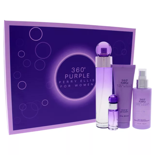 360 Purple by Perry Ellis for Women - 4 Pc Gift Set