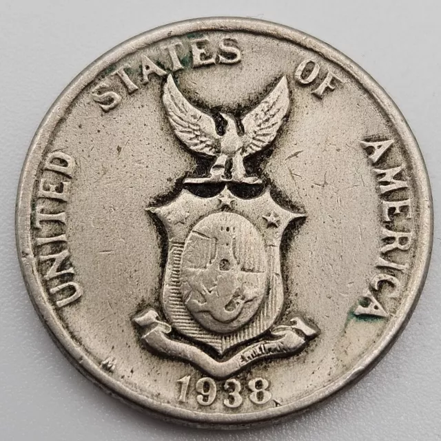 1938-M 5 Centavos VF Philippines US Manila Mint Copper-Nickel Coin Five USA