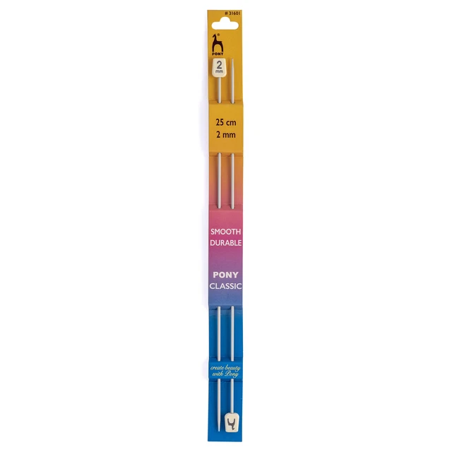 Pony Single Pointed Classic Knitting Needles Plastic Pins - Assorted Sizes