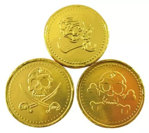 Large Milk Chocolate Gold Foiled PIRATE COINS Bag For Kids Treasure Bag 10 50 75