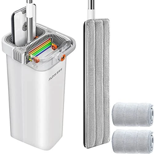 Oversize Flat Floor Mop and Bucket Set Hands Free Home Floor Cleaning System ...
