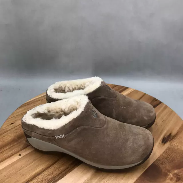 MERRELL ENCORE Q2 Ice Clogs Womens 8 Shearling Lined Brown Leather Slip On Shoes 24.99 PicClick