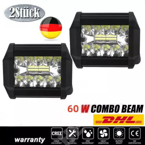 2X 60W LED Arbeitsscheinwerfer Offroad Scheinwerfer 12V 24V Für Jeep SUV Bagger