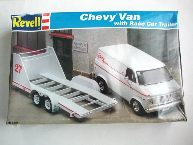 FACTORY SEALED Revell Chevy Van with Race Car Trailer Kit #7250