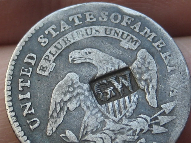 1814 Capped Bust Dime- STATESOFAMERICA, STATESOF, GW Counterstamp