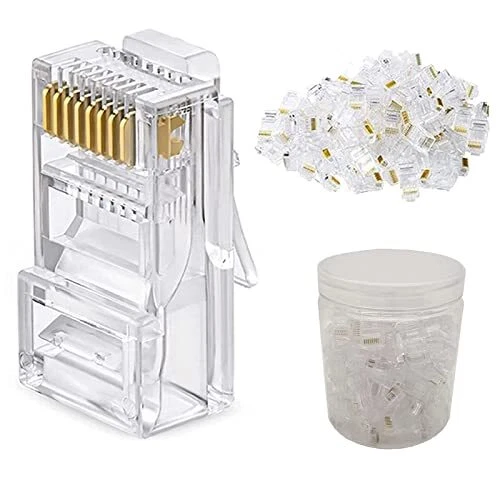 Lot De 50 Connecteurs RJ45 CAT6 Pass-Through - Plaqués Or - Compatible Câble 23 AWG - 6